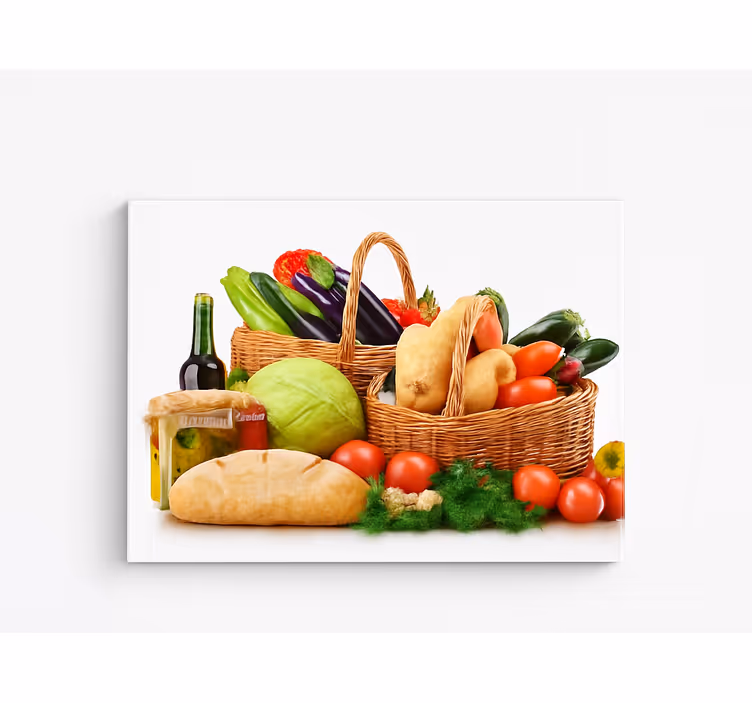 Dipinto cucina verdure in un cestino - TenStickers