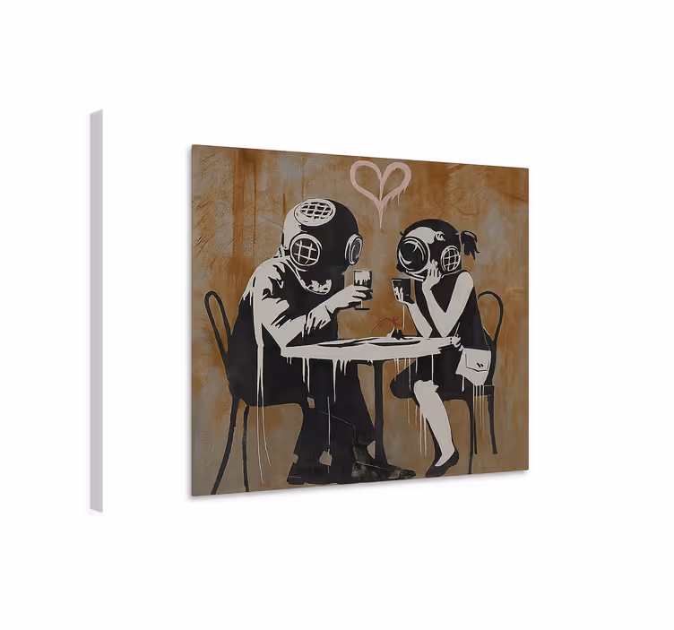 Arte dipinto coppia che cena al think tank - TenStickers