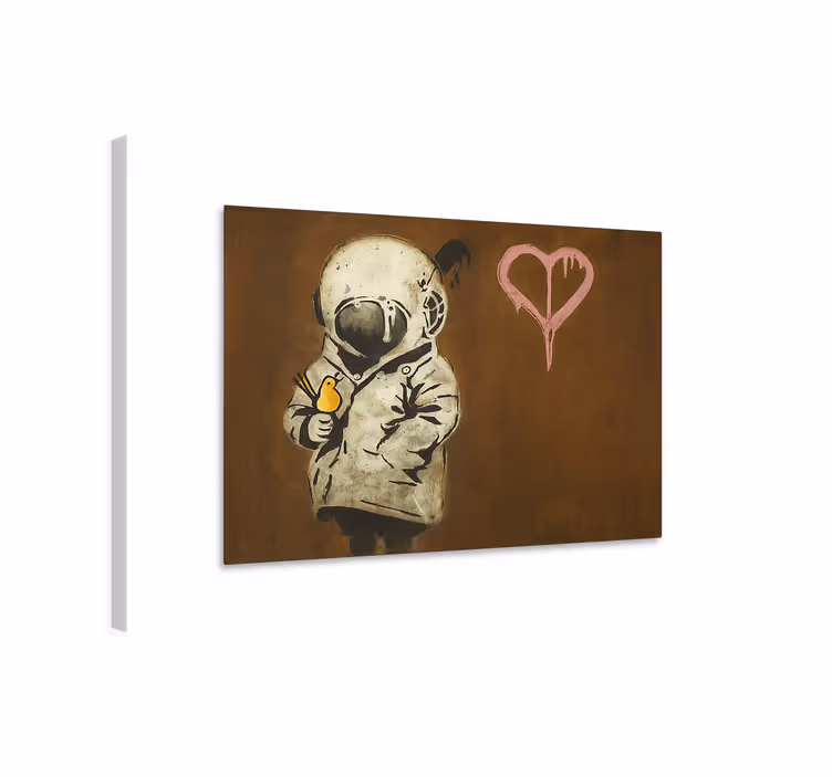 Arte dipinto ragazza spaziale e uccello - TenStickers