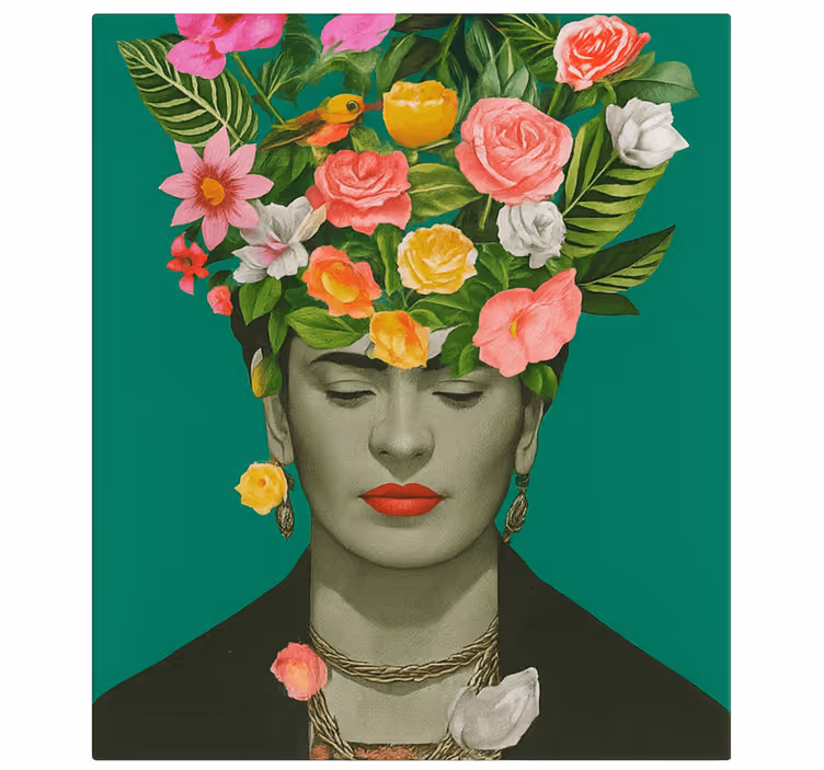 Arte dipinto frida kahlo fiori colorati - TenStickers