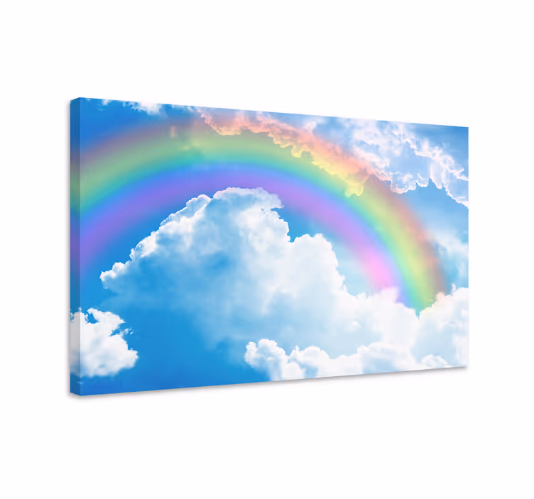 Quadro blu arcobaleno su cielo blu con nuvole - TenStickers