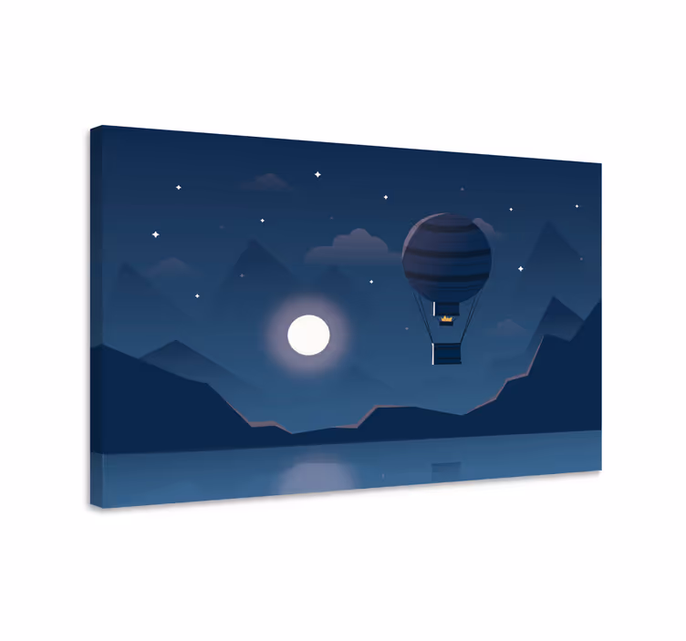 Quadro blu avventura notturna in pallone - TenStickers