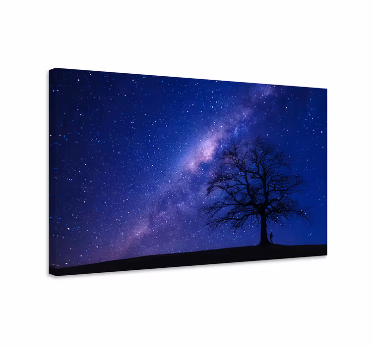 Quadro blu albero 3d di notte - TenStickers