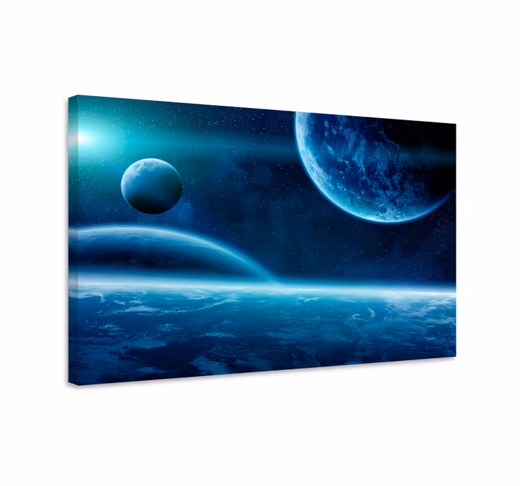 Quadro blu fotomurale con pianeti - TenStickers