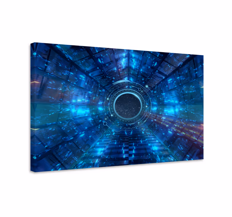 Quadro blu sfondo fantascientifico geometrico - TenStickers