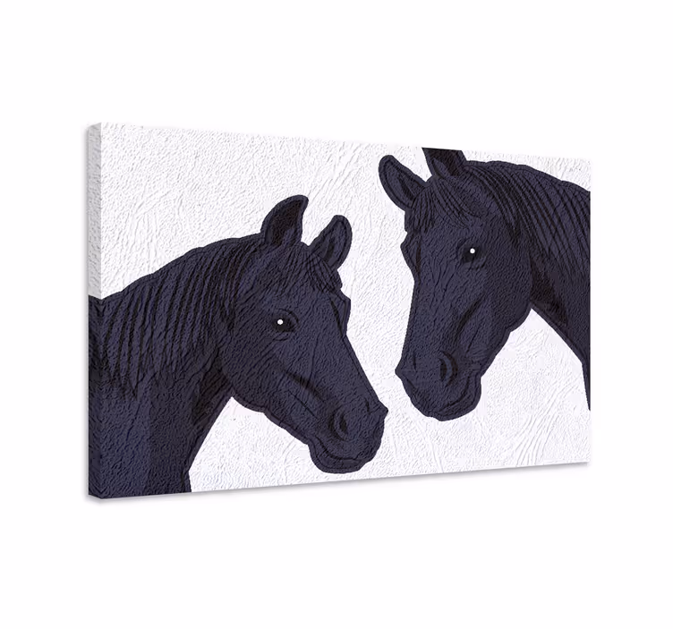 Dipinto con cavallo immagine di due cavalli scuri - TenStickers