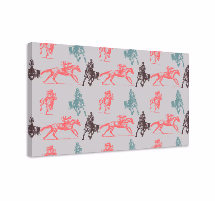 Dipinto con cavallo motivo a colori su sfondo grigio - TenStickers