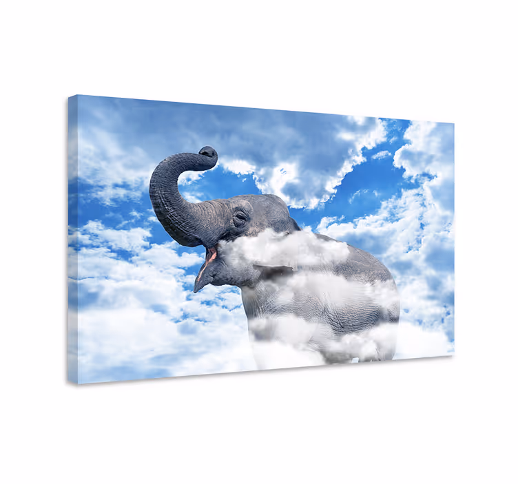 Dipinto con elefanti elefante tra le nuvole - TenStickers