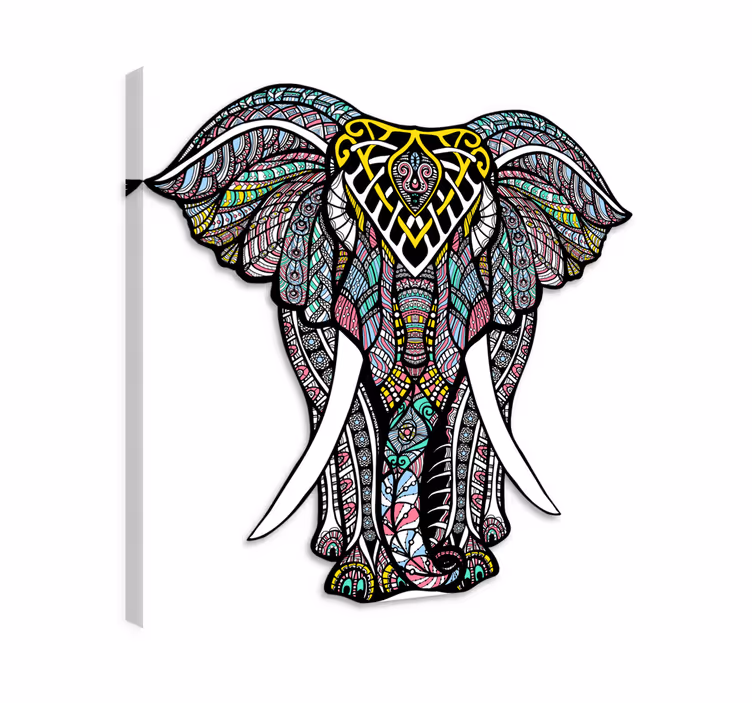 Dipinto con elefanti tappeto vinilico mandala elefante - TenStickers