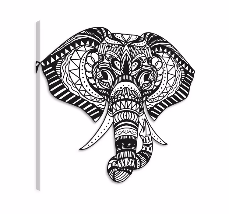 Dipinto con elefanti elefante etnico - TenStickers