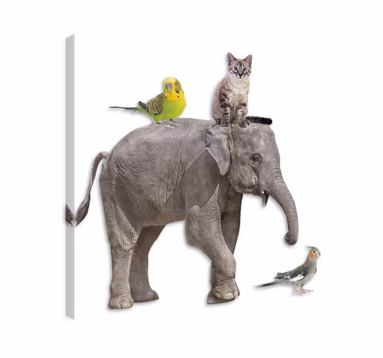 Dipinto con elefanti e altri animali - TenStickers