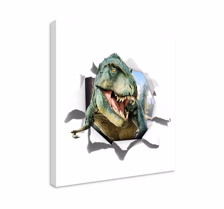 Dipinto con dinosauri 3d t-rex arrabbiato - TenStickers