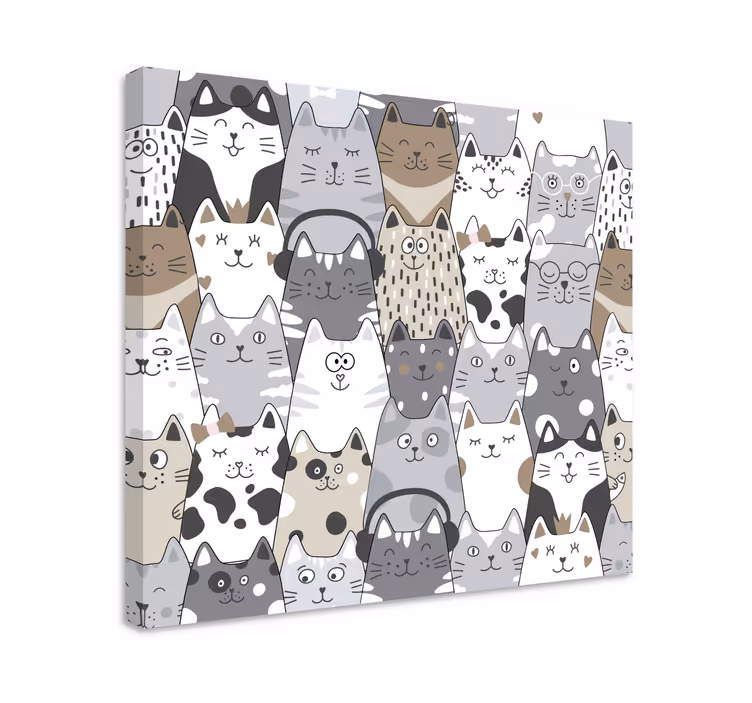 Dipinto gatto gatti in stile cartone animato - TenStickers