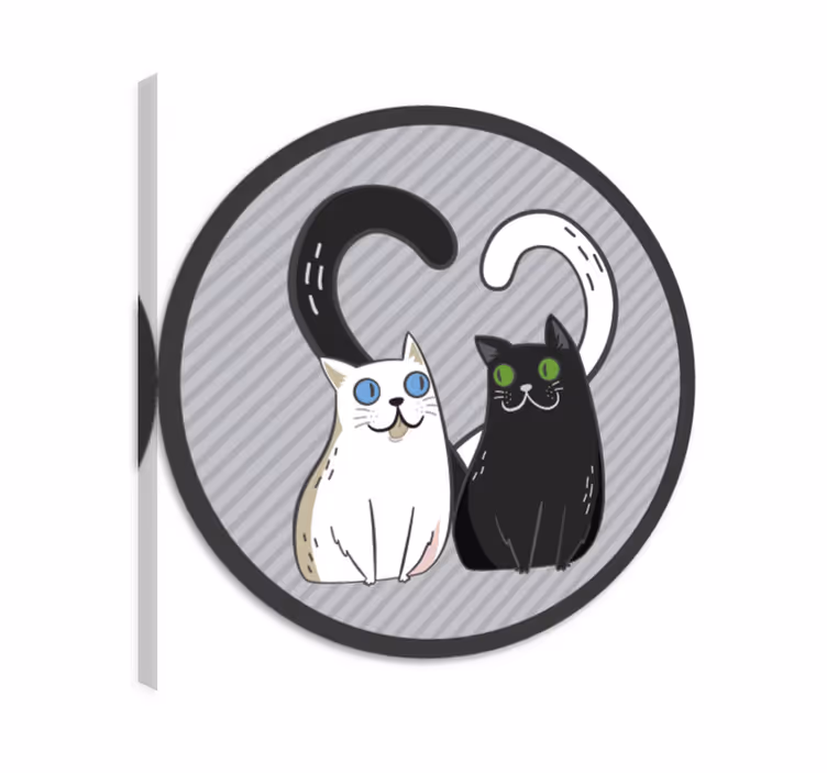 Dipinto gatto tappeto vinilico due gatti con occhi colorati - TenStickers