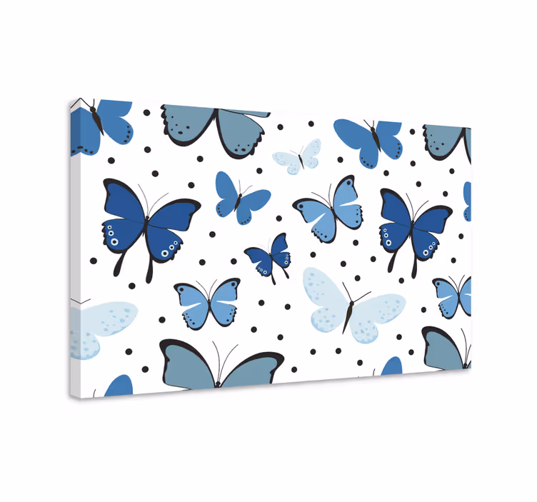 Dipinto con farfalle ali di farfalla nere e blu - TenStickers