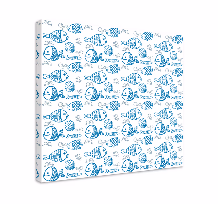 Dipinto di pesci blu su sfondo bianco - TenStickers