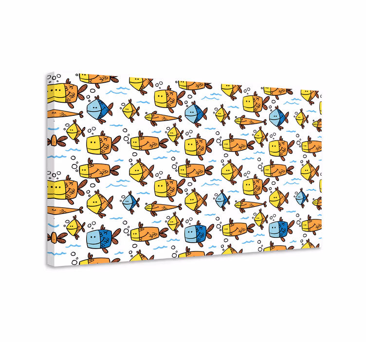 Dipinto di pesci stile bambini multicolore - TenStickers
