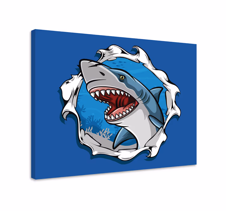Dipinto di pesci squalo gigante 3d - TenStickers