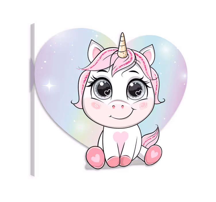 Dipinto unicorno cuori d'amore in stile cartoon - TenStickers