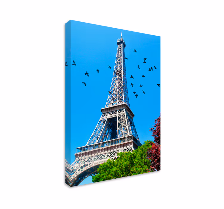 Dipinto città e paesi volo di uccelli torre eiffel - TenStickers