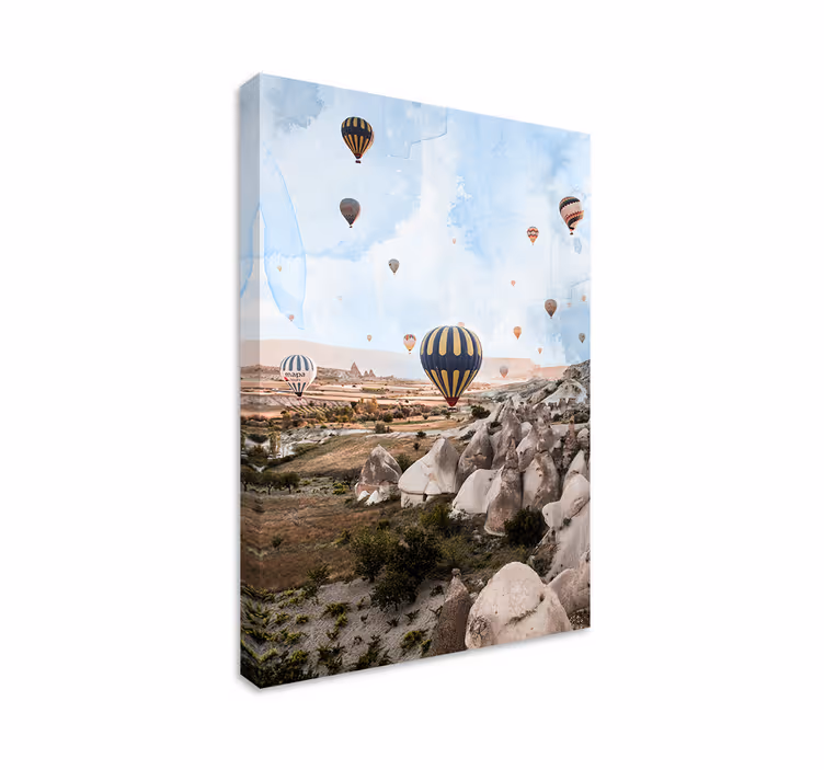 Dipinto di paesaggio avventura in mongolfiera - TenStickers