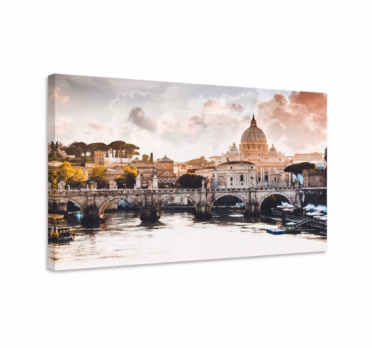 Dipinto città e paesi lungofiume storico - TenStickers