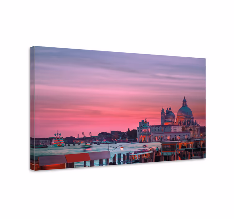 Dipinto città e paesi silhouette del tramonto veneziano - TenStickers