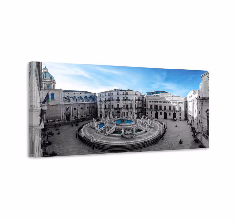 Dipinto città e paesi piazza fontana di palermo - TenStickers