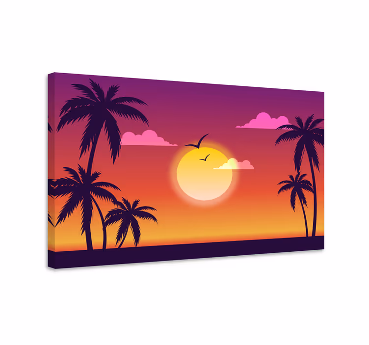 Dipinto di paesaggio scena di tramonto tropicale - TenStickers
