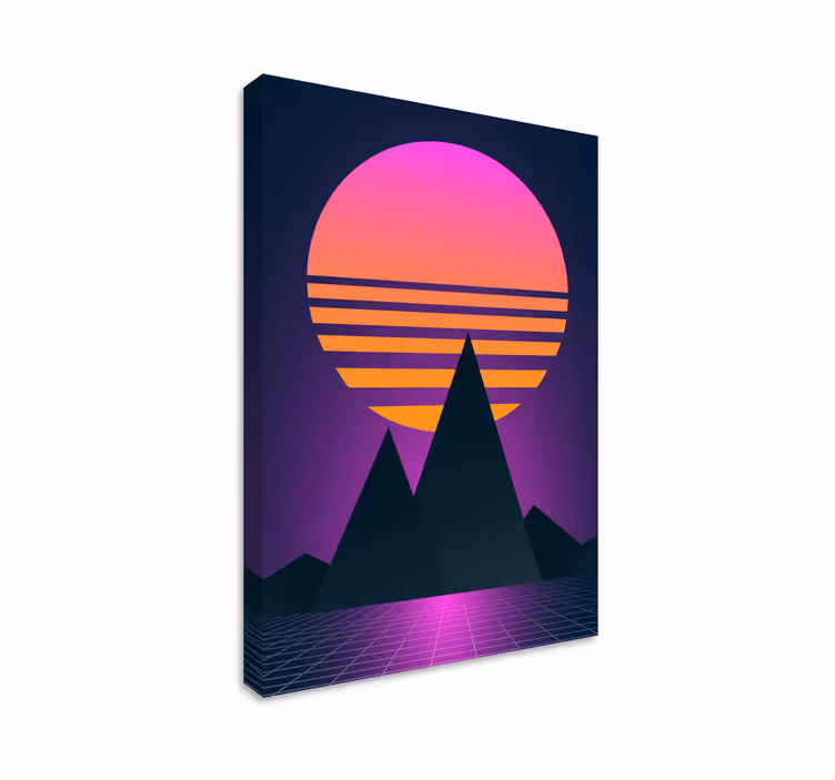 Dipinto vintage tramonto di synthwave - TenStickers