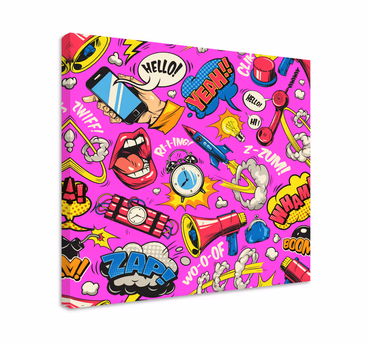 Dipinto con fiori e piante esplosioni comiche - TenStickers