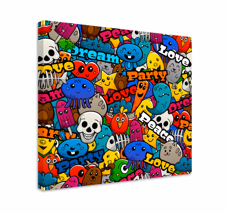 Dipinto con personaggio collage di personaggi funky - TenStickers