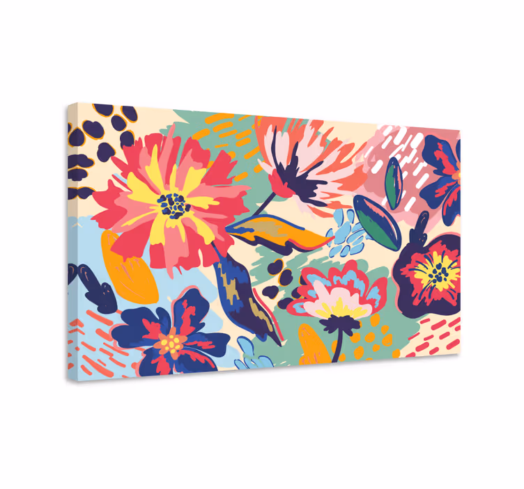 Dipinto con fiori e piante scoppio floreale astratto - TenStickers