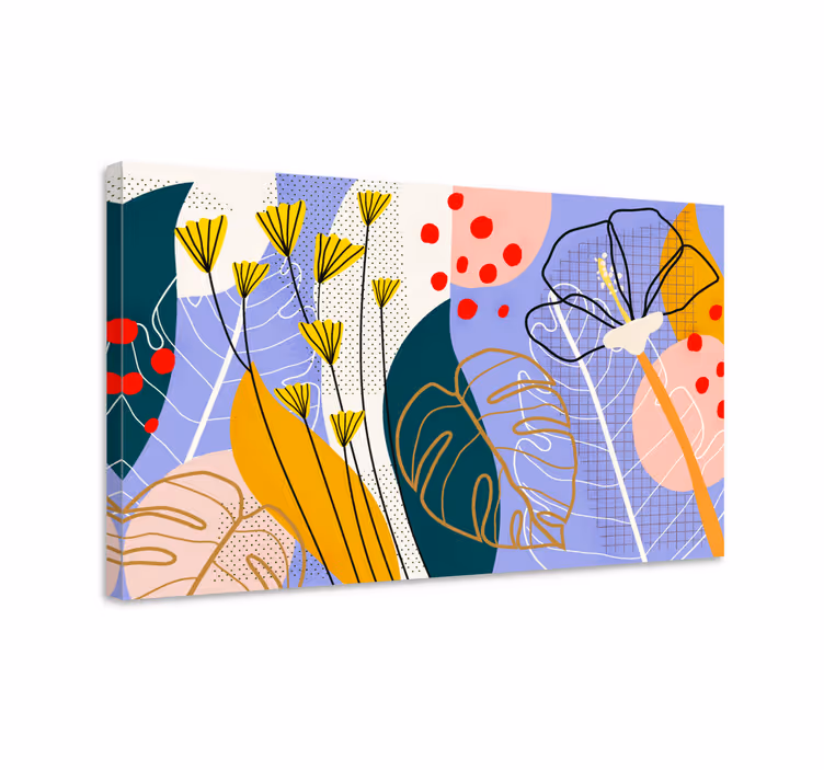 Dipinto con fiori e piante composizione botanica artistica - TenStickers