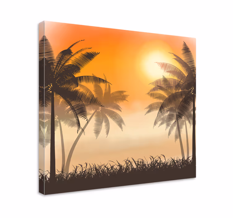 Dipinto di paesaggio atmosfera di tramonto tropicale - TenStickers