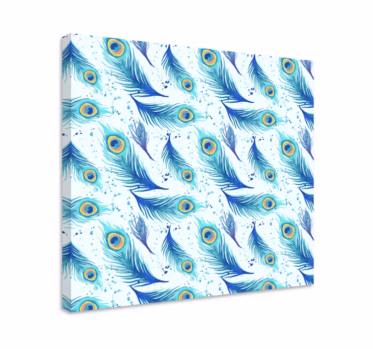 Quadro penna Piume blu stile acquerello - TenStickers