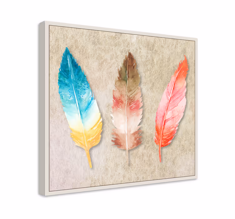 Dipinto di penna trio di piume colorate - TenStickers