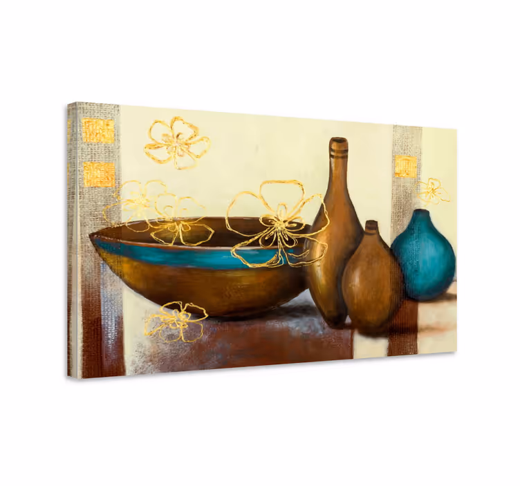 Quadro frutta e natura morta marroni e turchesi  - TenStickers