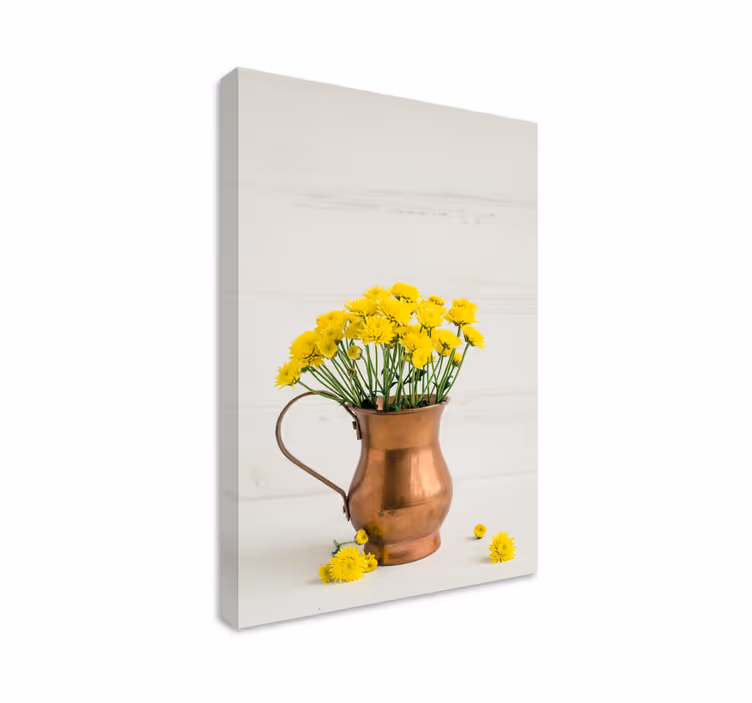 Dipinto con fiori e piante composizione di fiori dorati - TenStickers