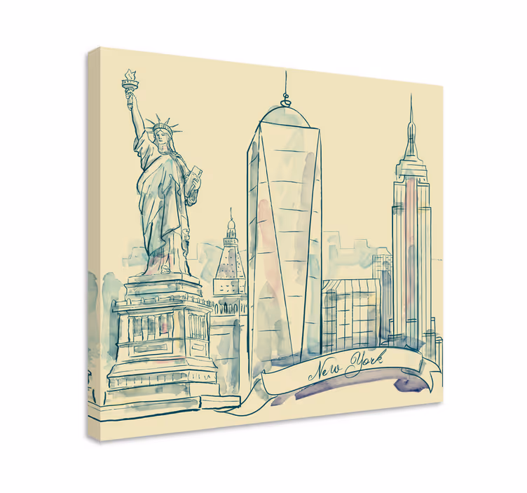 Dipinto città e paesi skyline di new york - TenStickers