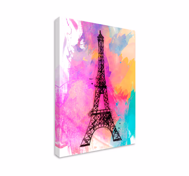 Dipinto città e paesi silhouette torre eiffel - TenStickers