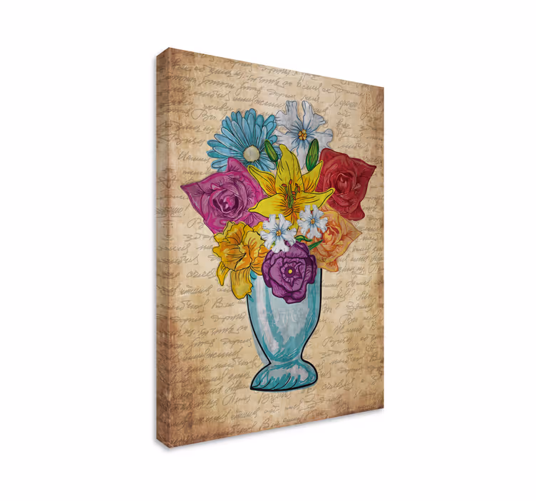Dipinto con fiori e piante vaso di fiori - TenStickers