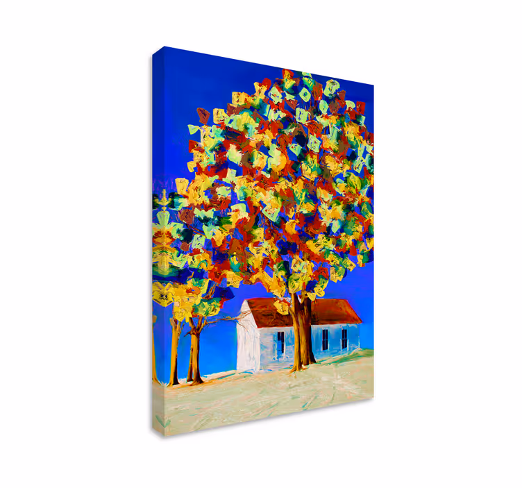 Dipinto di paesaggio chioma di alberi colorata - TenStickers