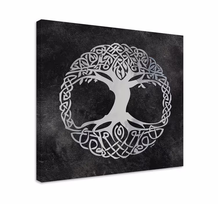 Quadro con alberi Albero della vita in bianco e nero - TenStickers