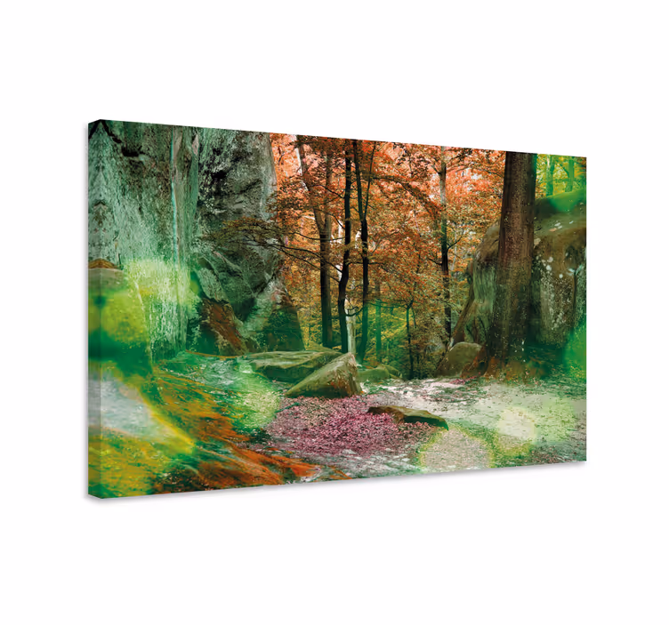 Dipinto di paesaggio scena del sentiero nel bosco - TenStickers