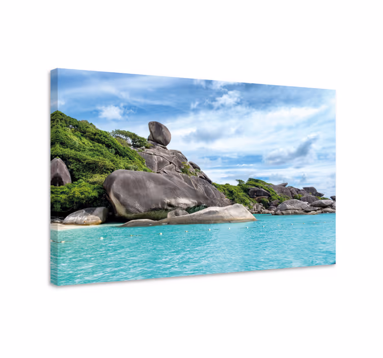 Dipinto di paesaggio vista dell'isola rocciosa - TenStickers