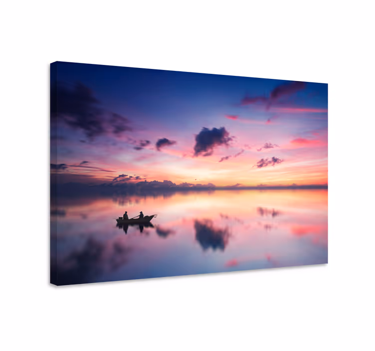 Dipinto di paesaggio riflessioni di un tramonto sereno - TenStickers