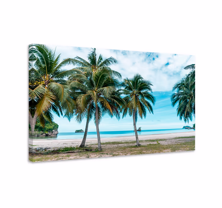 Dipinto di paesaggio scena di palme tropicali - TenStickers