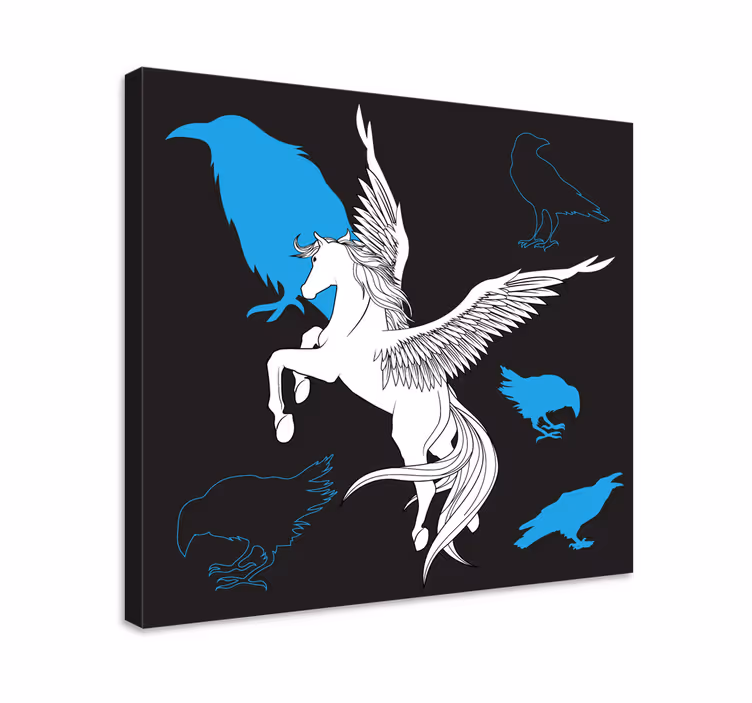 Dipinto con dinosauri volo del pegaso mitico - TenStickers