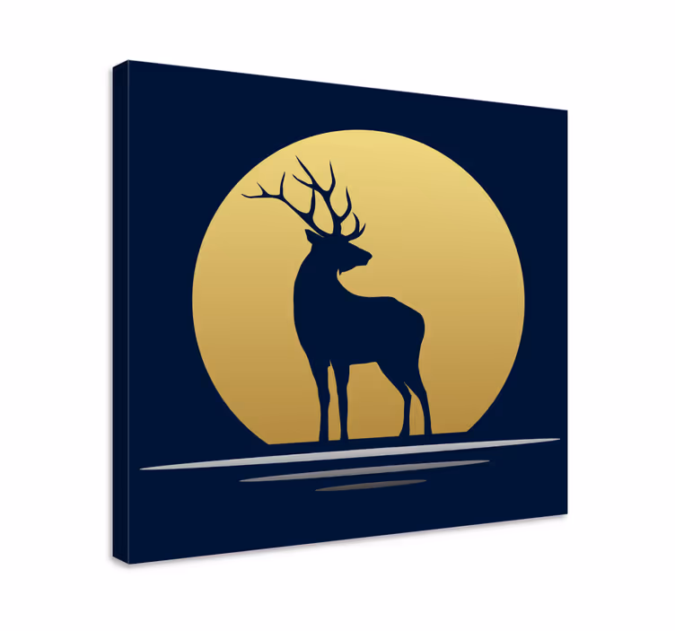 Dipinto cervo silhouette di cervo con luna - TenStickers
